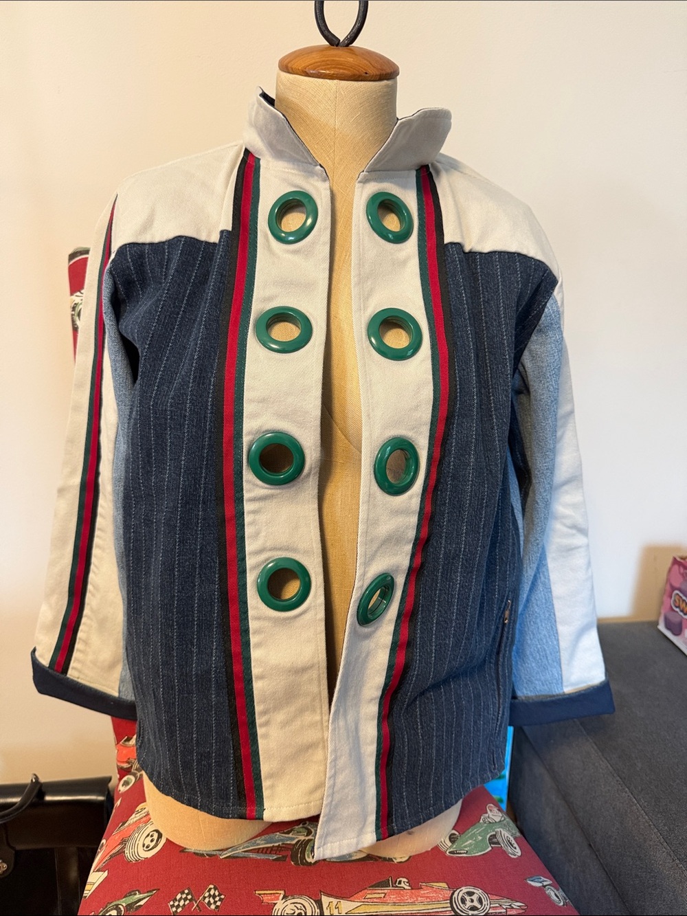 Jean jacket - handcrafted - upcycled - one of a kind - size small/medium
